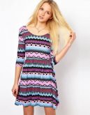 Vestido étnico com mangas 3/4